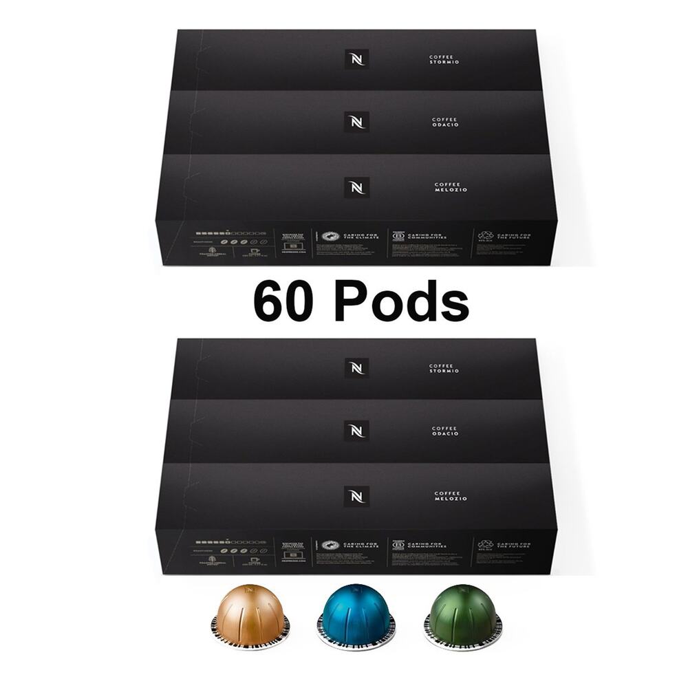 60 Nespresso Capsules Vertuo, Variety Pack, Medium and Dark Roast Coffee pods